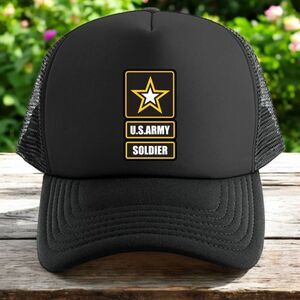 U.S. Army soldier trucker hat mens O/S black snapback military veteran USA logo